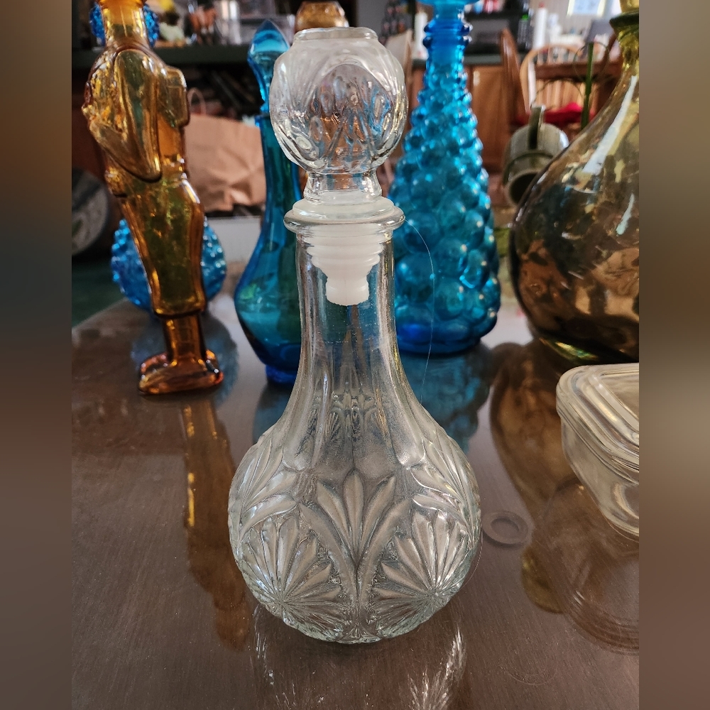 Vintage MCM Cut Glass Decanter Genie Bottle